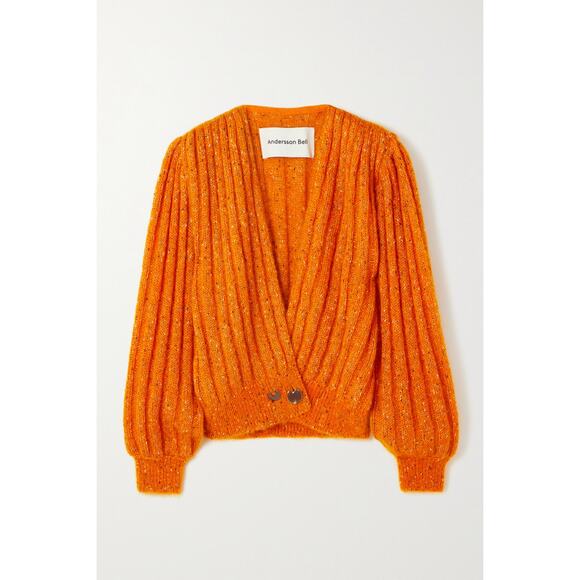 Andersson Bell 'Connelly' Orange Ribbed Mohair Lurex Blend Cardigan Size S - Picture 1 of 5